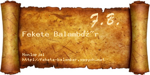 Fekete Balambér névjegykártya