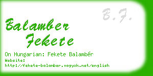 balamber fekete business card